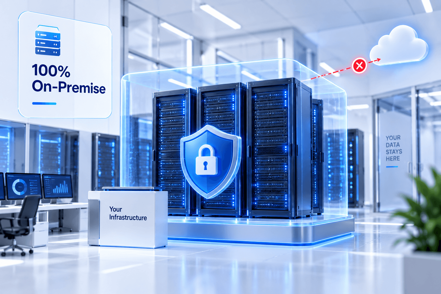 100% on-premise, air-gapped servers inside your infrastructure